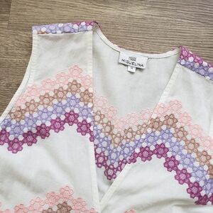 Embroidered Wrap Dress size M Cotton V-neck fairy old money resort by Miguelina